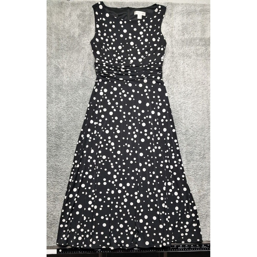 Christopher & Banks Sleeveless Stretch Fit Flare Midi Dress Womens Sz 4 Polka Do